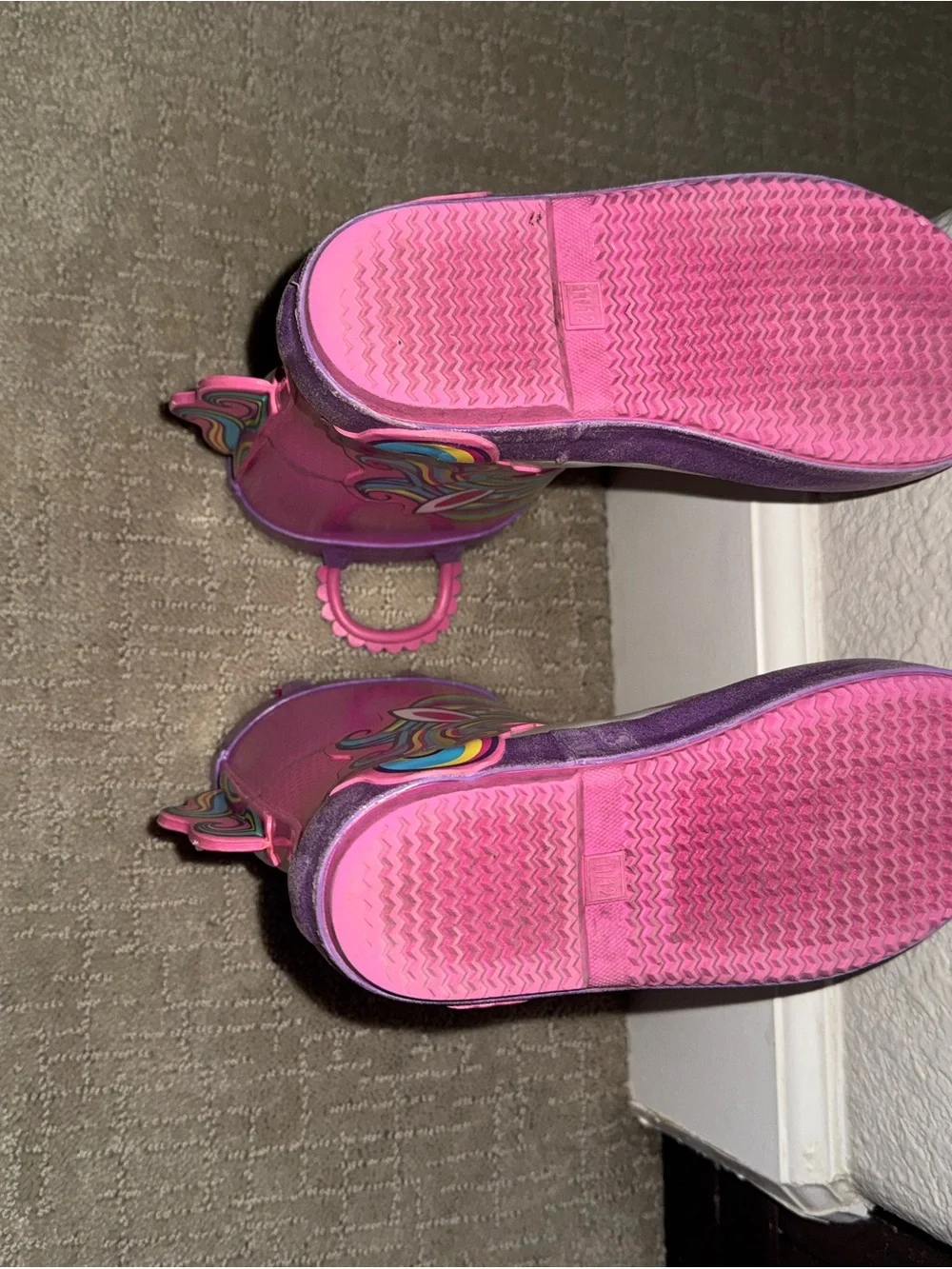 Kids Pink Unicorn Rain & Snow Boots with Easy Pull Handles